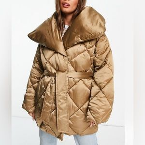 Belted puffer jacket